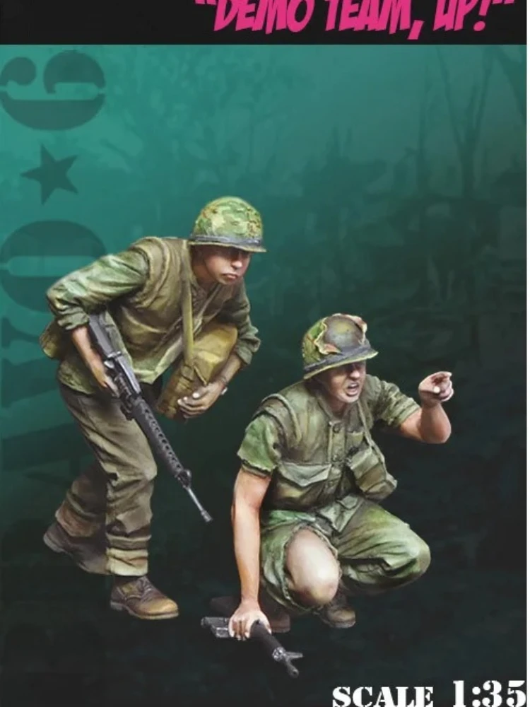 Harzfiguren-Modellbausätze im Maßstab 1:35, Militärminiaturen, Infanterie, 2 Figuren, unmontiertes und unbemaltes Sammlerspielzeug 032