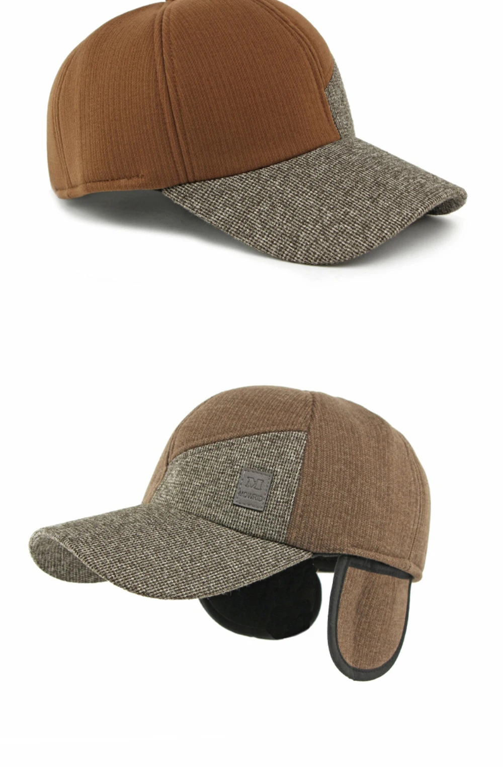 HT5011 Winter-Baseballmütze, dicke, warme, mit Fleece gefütterte Mütze für Männer und Frauen, Woll-Baseballmützen mit Ohrenklappen, verstellbare Vater- und Papa-Mütze – Detail 10