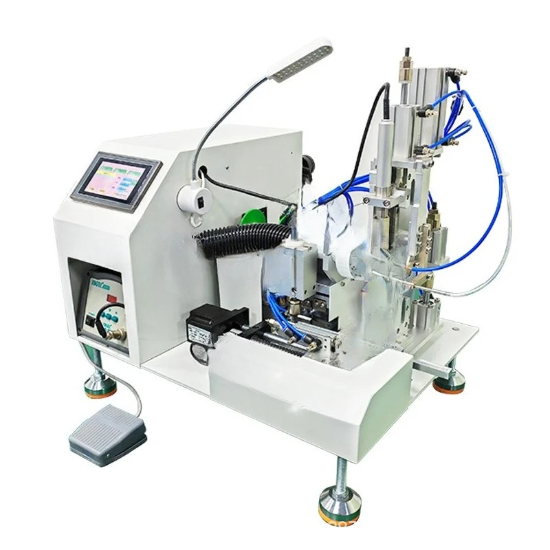 Full semi-automatic wire cutting, core stripping, wire stripping and soldering machine, small foot pedal type