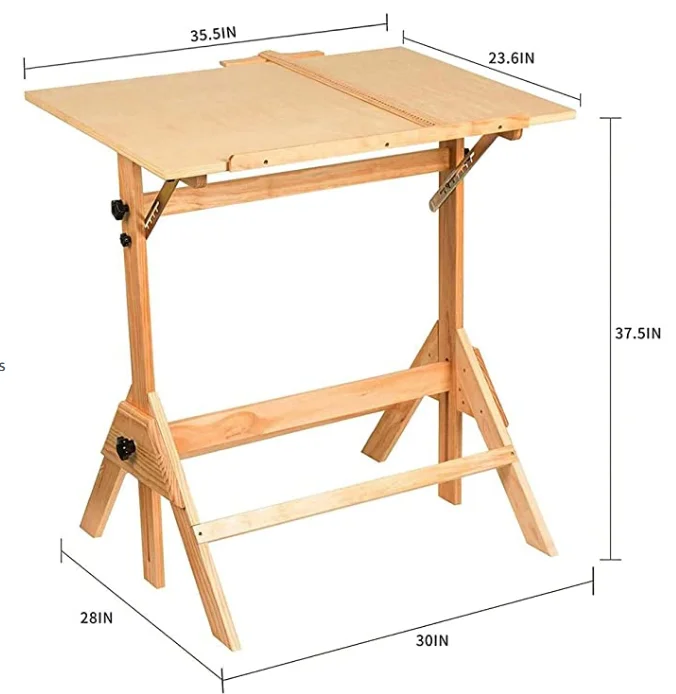 custom Solid Wood Drafting Table Artist Drawing Desk Writing Desk Studio Desk engineering drawing table