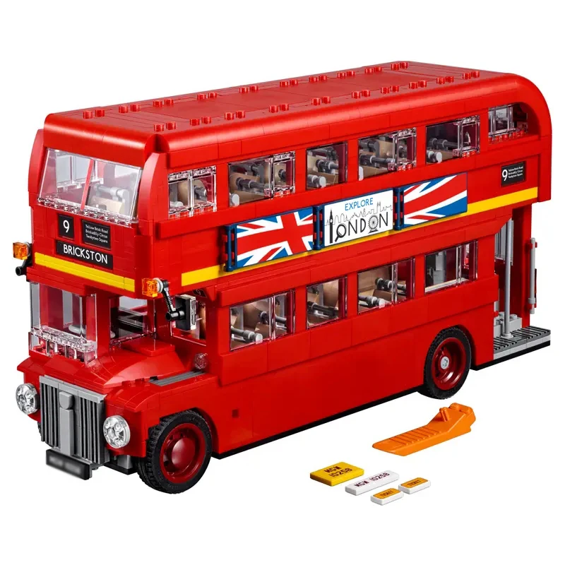 MOC Bricks London Bus Model Double Decker Compatible 60229 Building Blocks Set Vehicle Constructor Adults Kids Birthday Gift