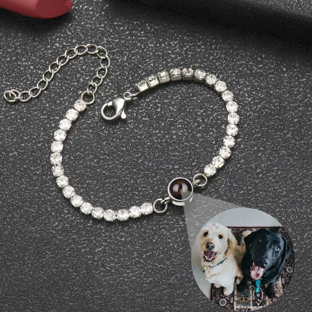 Personalized Custom Projection Photo Bracelet for Women Men Couple Stainless Steel Jewelry Cubic Bracelet Valentine's Day Gift