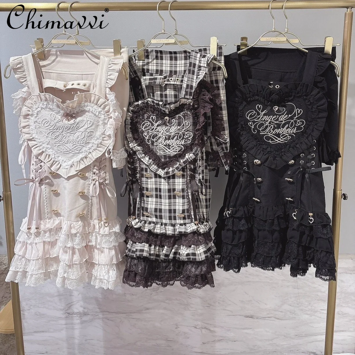 

Japanese Style Liz Sweet Girl Heart Set 2025 New Lolita Cute Bow Lace Slim Top + Shorts Two-Piece Princess Y2K Dress Set