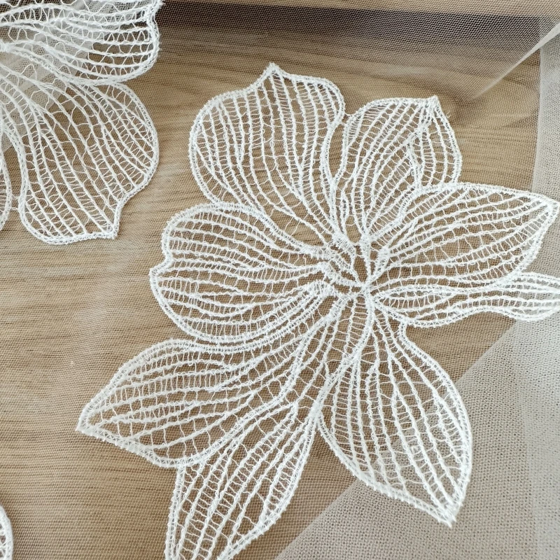 20 Pieces, Hollow Lace Flower Patches, Milk Silk Stickers, High-quality Handmade Wedding Dress Background Decoration Accessories