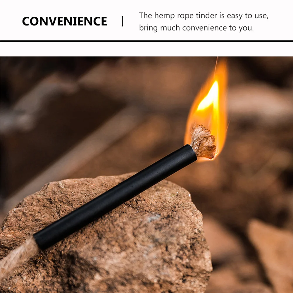 5Pcs Flame Fire Rope Long Burning Weatherproof Wick for Outdoor Camping Hiking Backpacking Fire Starting Essential Kit