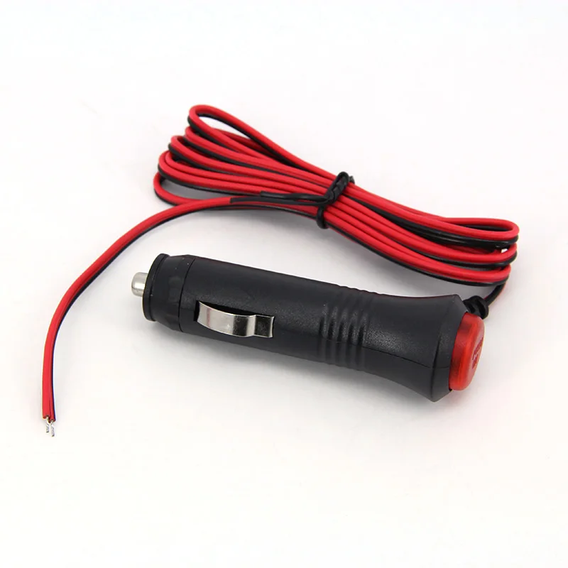 Car 12V Universal Cigarette Lighter Wire Plug with Switch Fuse LED Indicator Car Power Cord 1.5 meter W28