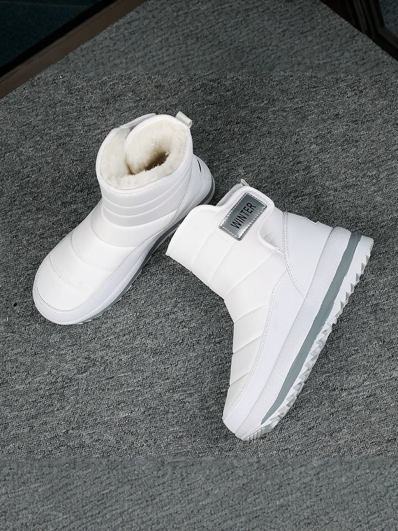Men's Winter Thick Bottom Snow Boots Waterproof Non-Slip Fleece Lined Warm Cold Resistant Casual Mid-Cut Cotton Booties
