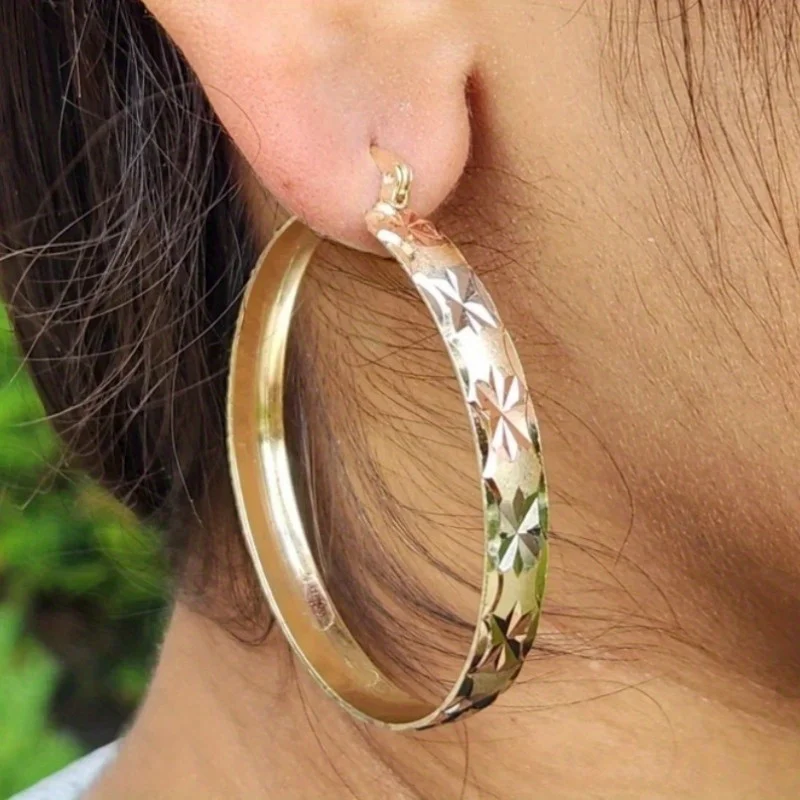 Fashionable Tri Color Gold Color Pendant Earrings, Multifunctional Accessories for Women's Daily Wear, Holiday Jewelry Gifts