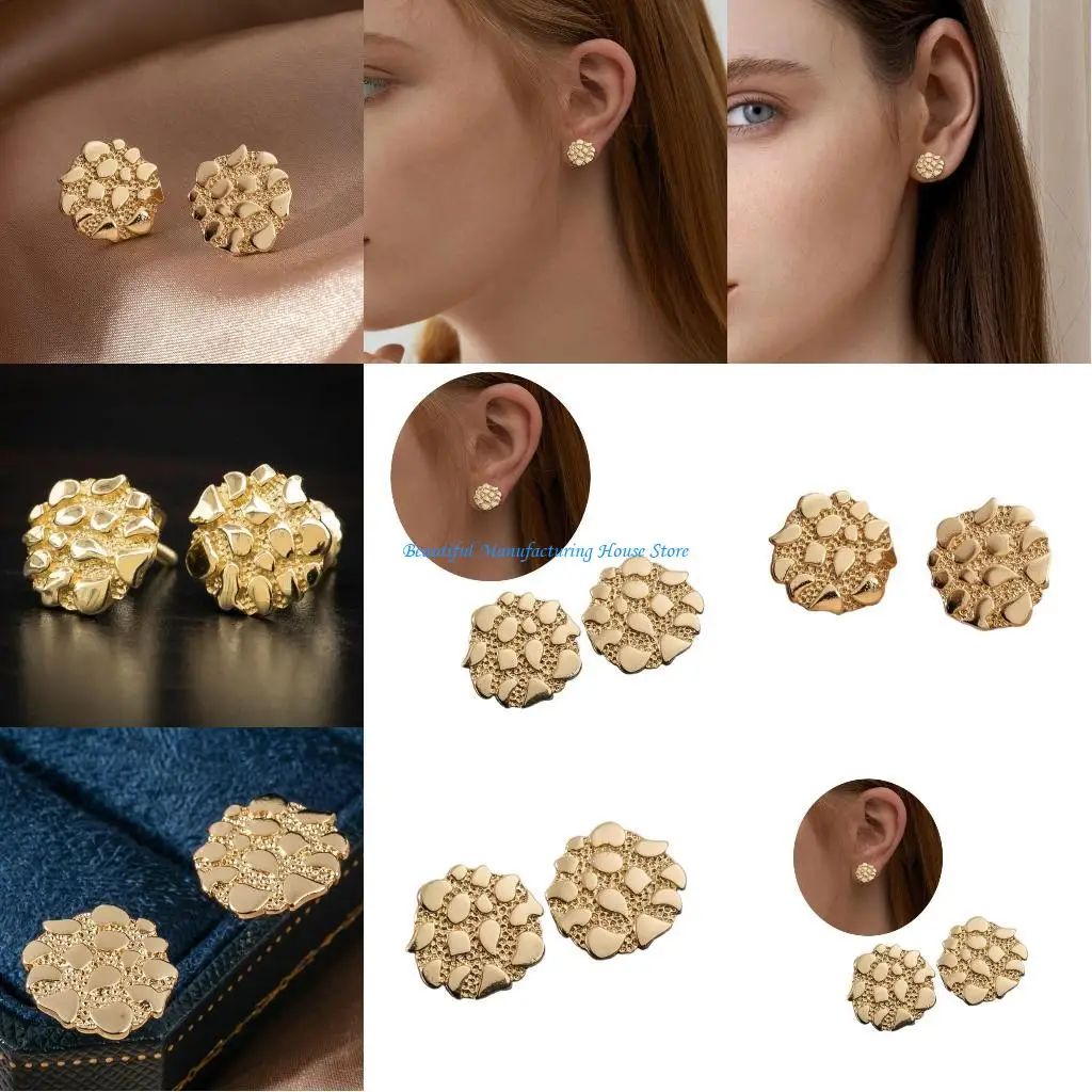 E56a من سبيكة الذهب من سبائك الذهب أقراط غير منتظمة توفر لمسة من الأناقة للعمل أو التجمعات الاجتماعية