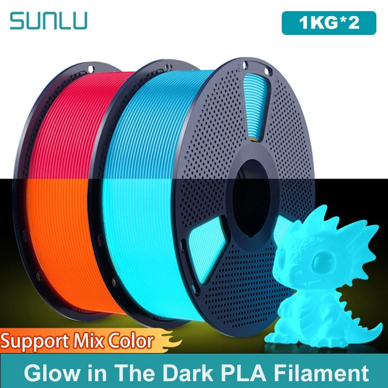 

SUNLU 2 кг светящаяся в темноте PLA-нить аккуратно раневая светящаяся PLA-нить 1,75 мм 1 кг нить подходит для большинства 3D-принтеров FDM