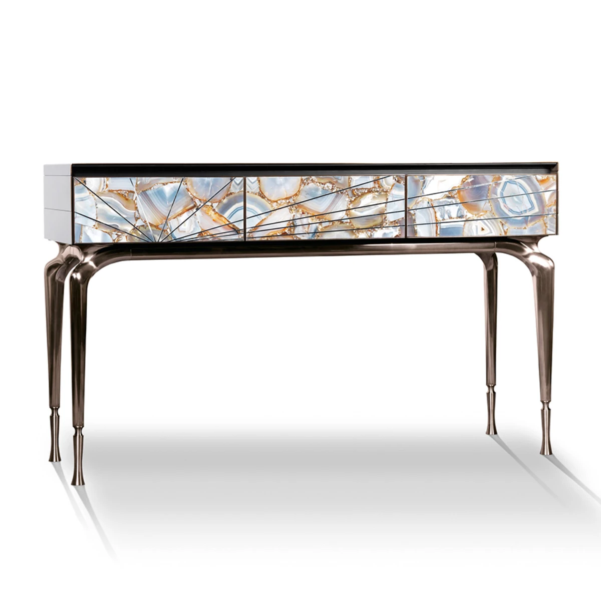 

Italian Natural Agate Console Tables Luxury Villa Storage Table Modern Solid