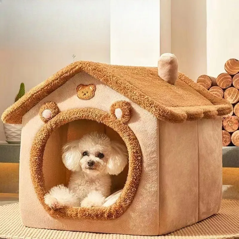 

PP Cotton Red Panda Shaped Closed Pet House Villa Detachable Washable Warm Nest All Seasons Comfortable Bed