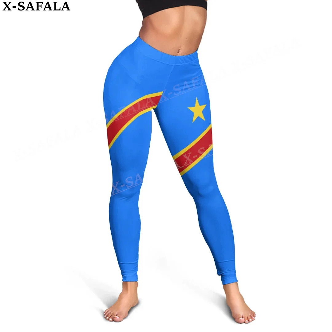 Democratic Republic of the Congo Leggings 3D Print Women Yoga Girl Stretch GYM Slim High Waist Legging Summer Sports-1