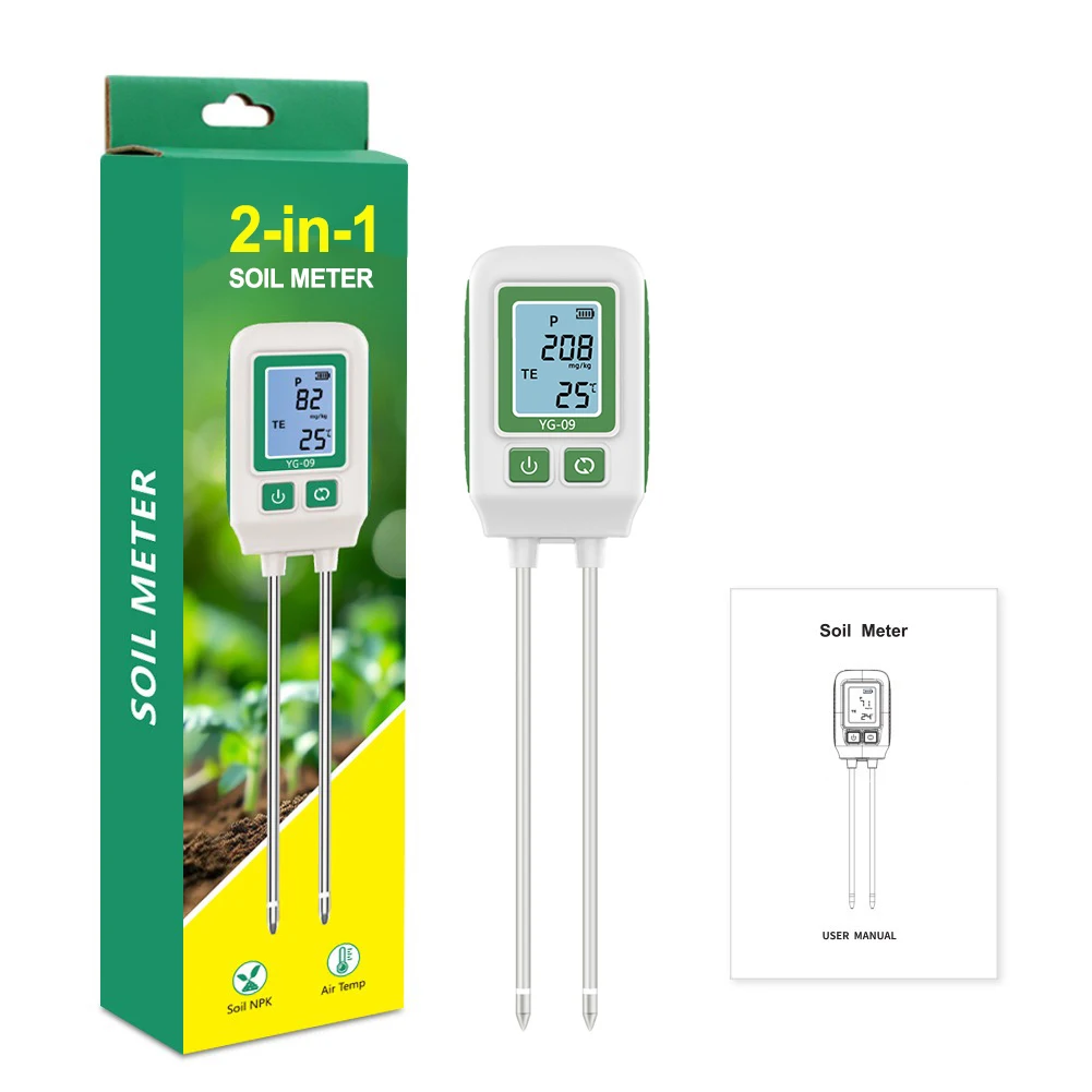 Agricultural Soil Analysis Meter Soil Analysis Temperature Tester Green white Soil Tester Fertility Assessment