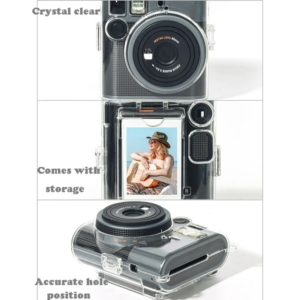 غطاء كاميرا فوري شفاف كريستالي مع حزام كتف وغطاء حماية مضاد للخدش لكاميرا Fujifilm Instax Mini 41