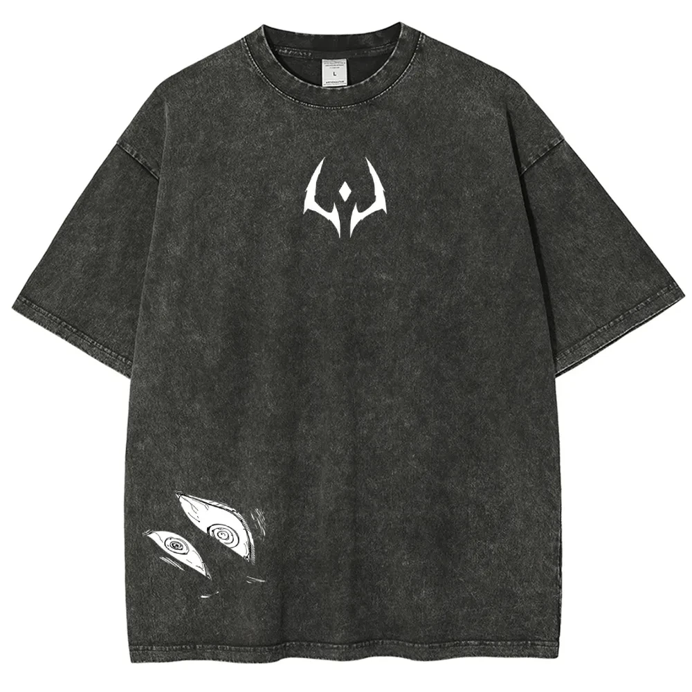 Vintage Washed Jujutsu Kaisen Ryomen Sukuna The Disgraced One Graphic Tee Unisex Oversized Anime Streetwear Short Sleeve T‑Shirt