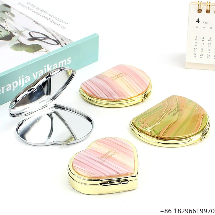 Espejos de Maquillaje de Acetato Coloridos y Ecológicos con Forma de Corazón, Estilo Coreano, Espejos de Bolsillo Pequeños