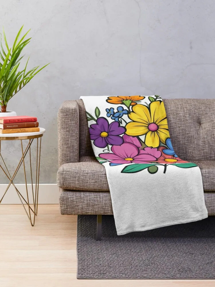 Pretty bouquet sticker style Throw Blanket Winter beds Fashion Sofas for sofa Soft Plush Plaid Blankets