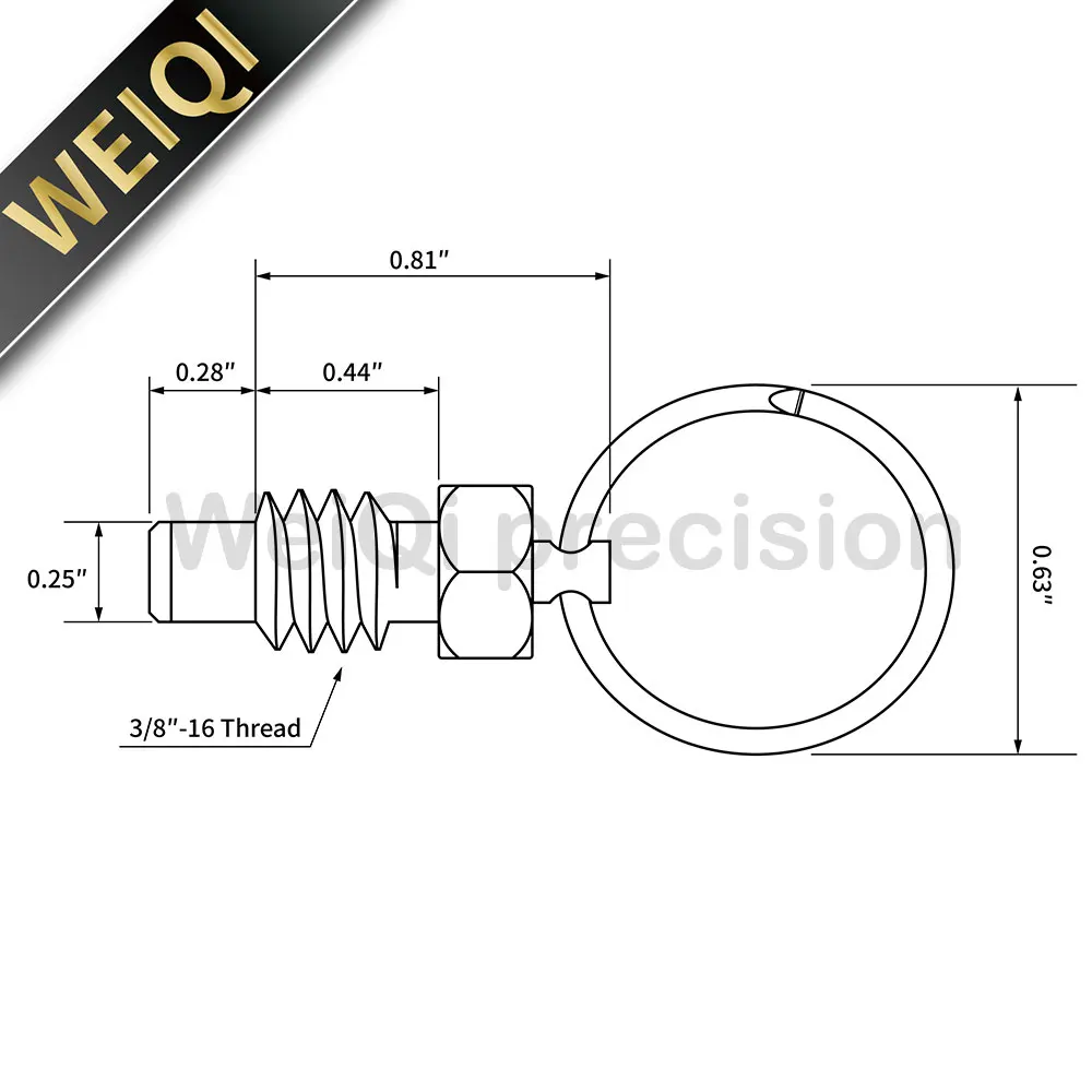 100pcs Factory Supply Pull Ring Index Bolts Carbon Steel Zinc Inch Size 1/4