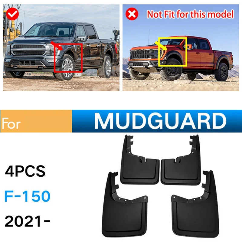 

4PCS Car Mudguard Mud Flaps Splash Mud Guard Fender For Ford F-150 F150 2021-2024 Car Accessories-A14Z