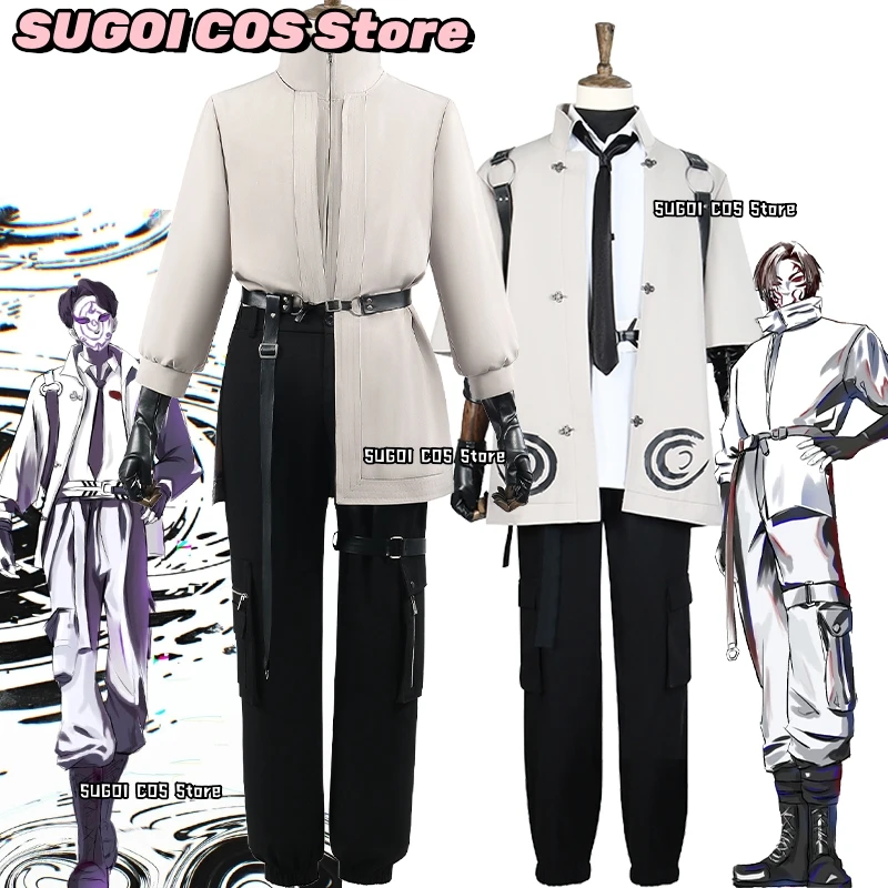 Anime Slay the Gods Wang Mian Cosplay Costume Unisex Outfit Coat and Pants Wig Mask Full Set Accessory 25Halloween Role-playing