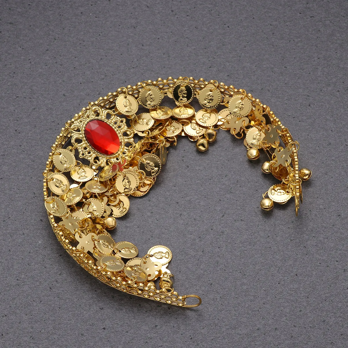 

Металлическое украшение для волос для танца живота, универсальный размер, золотистые блестящие пайетки, головной убор для индийских танцев, аксессуар для выступлений на сцене