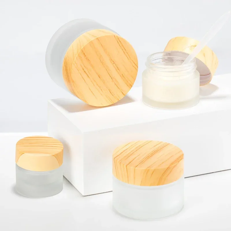 5/10/15/20/30/50/60/100g Mini Glass Empty Jar Pots with Lid Cosmetic Face Cream Lip Balm Containers Travel Refillabe Bottles