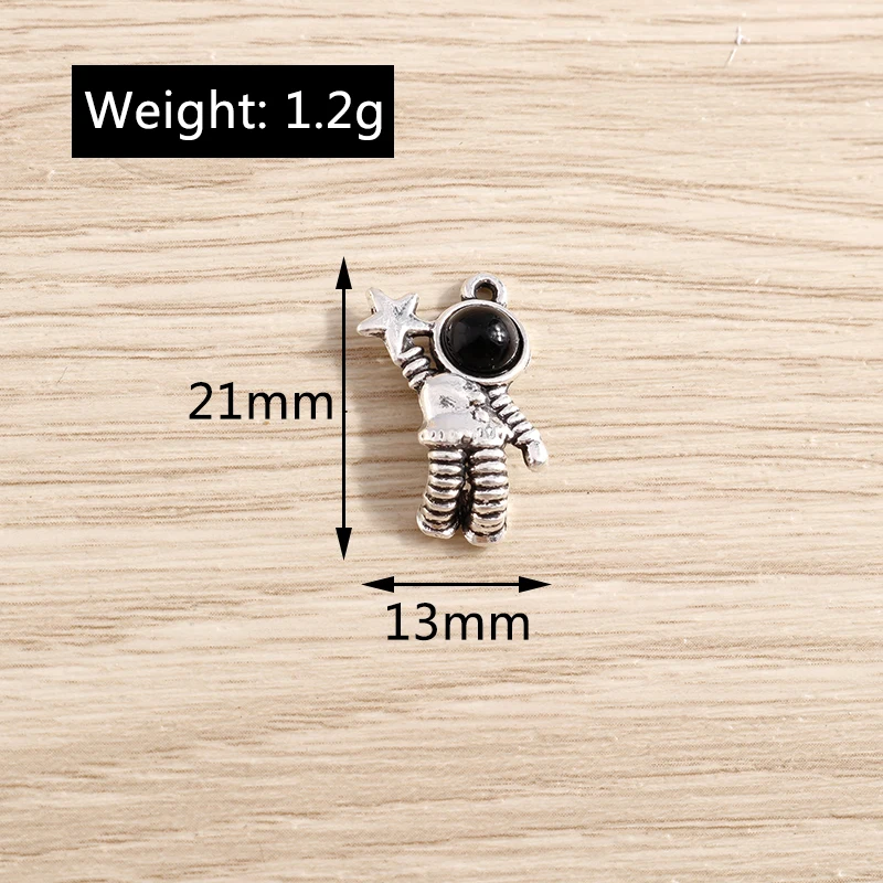 Tusember 10 Stück Legierung Spaceman Stern Astronaut Charm Anhänger für Schmuckherstellung Ohrringe Armband Halskette Zubehör DIY Handwerk – Detail 8