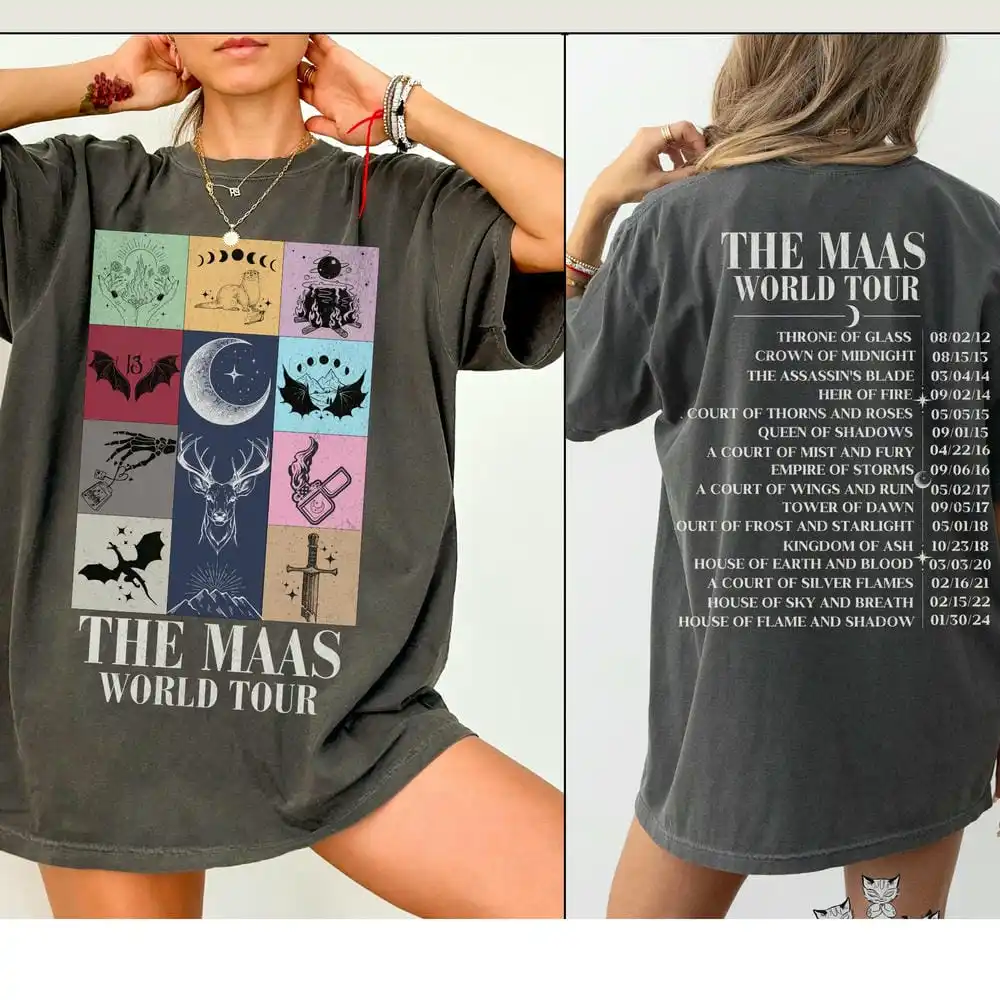 Vintage Retro Sarah J. Maas World Tour Comfort Shirt ACOTAR Throne of Glass TOG Magic Tee Casual Y2K Top Daily Trendy Streetwear