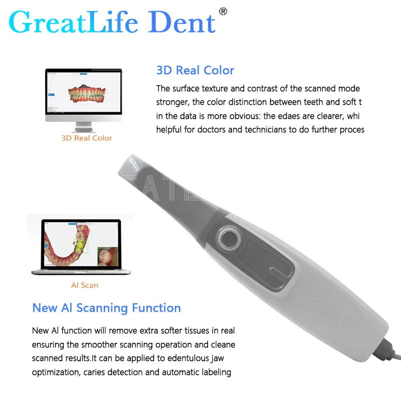 GreatLife Dent One Set 3D Scanner Smallest CAD CMD Oral Model Orthodontic Restoration Imaging Aoralscan with Scanning Software