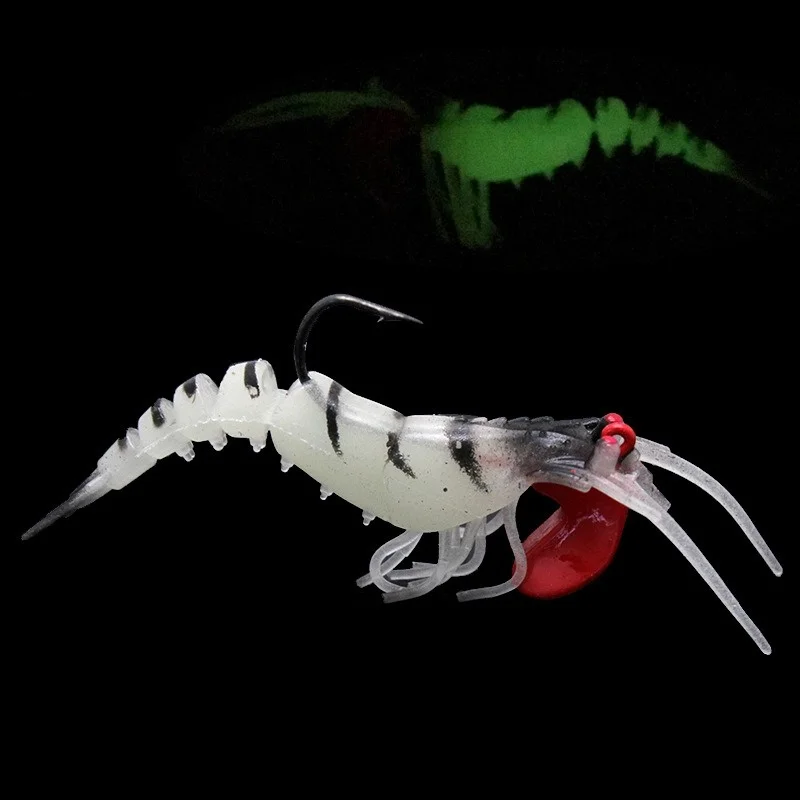 10-個発光目シリコンエビ餌-127-グラムバイオニックソフトエビルアー金属ジグヘッドシンキングスイムベイトワブラージギングフック
