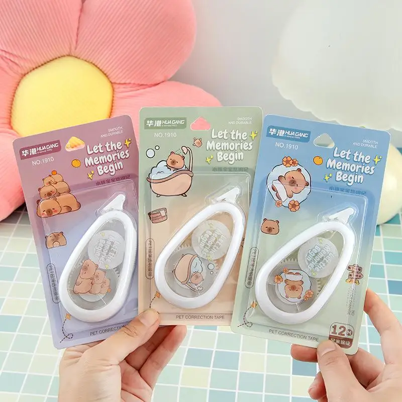 2Pcs Cartoon Capybara Correction Tape Multi-specification Corrective Tape School Office Supplies Crafting Note Taking Journal