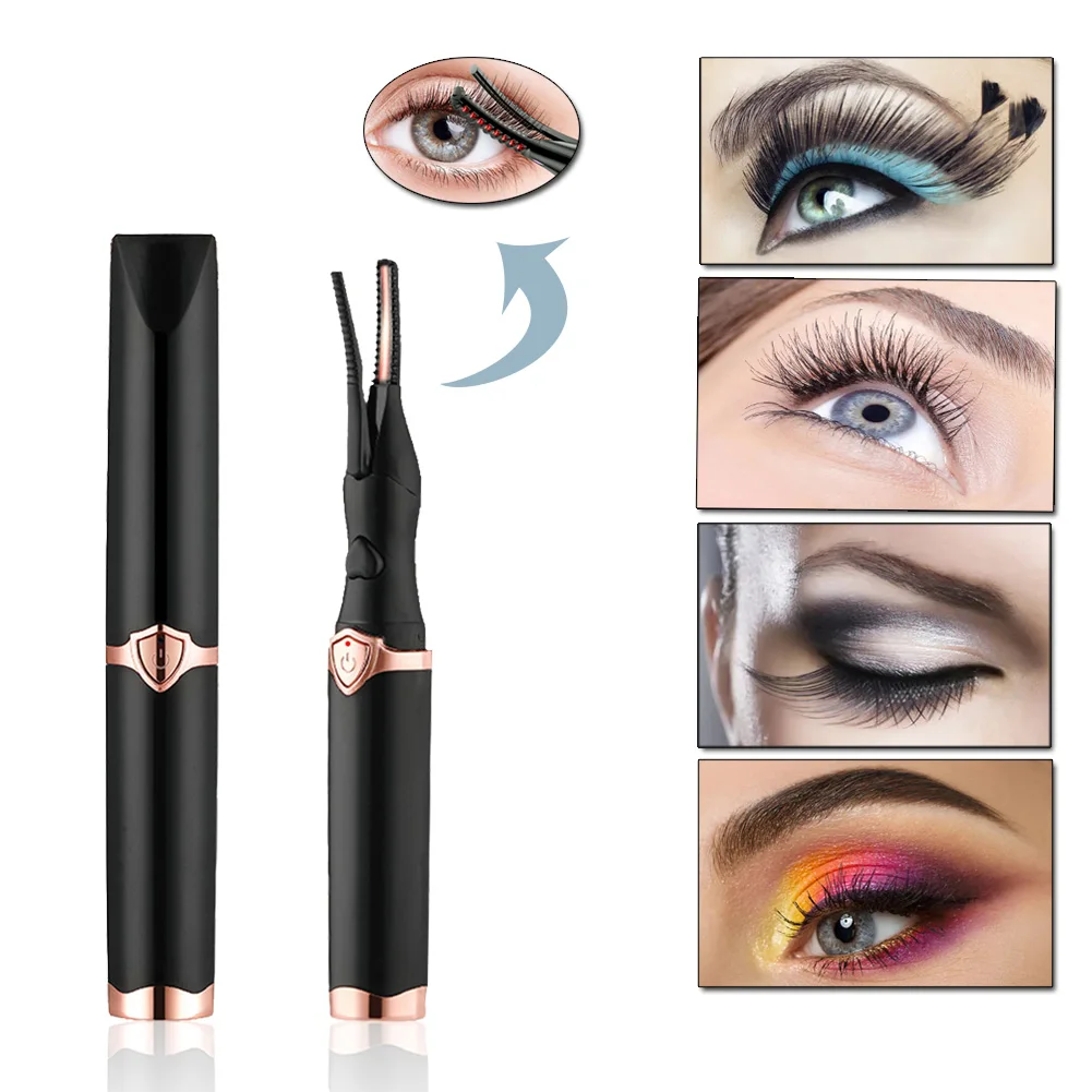 Portable Electric Heating Eyelash Curler 3 Heating Temperature Gears Eyebrow Makeup Styling Handy Eyelash Pen Brush Tool