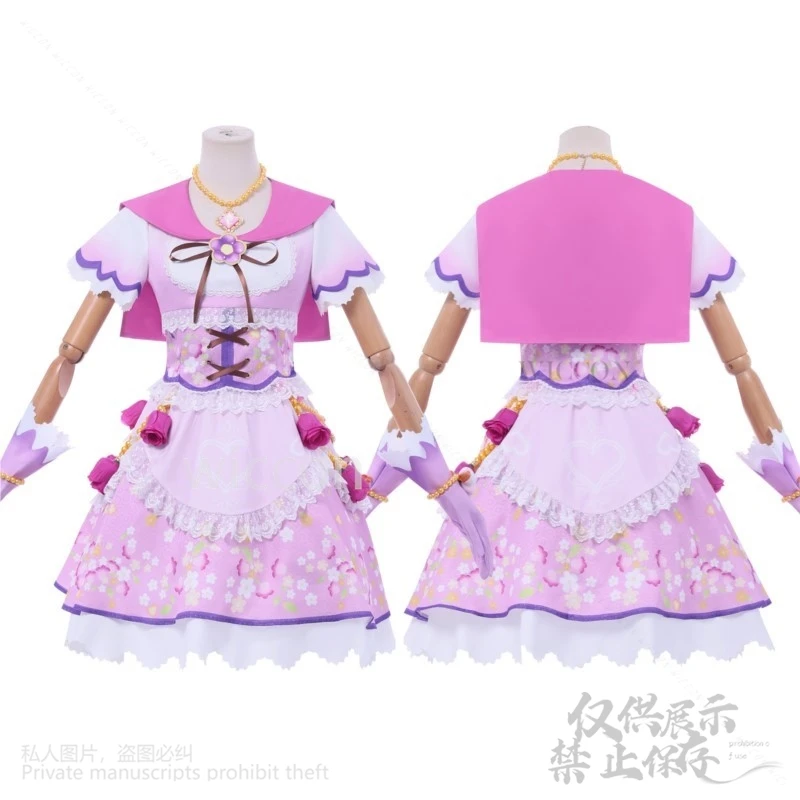 星宮いちごアニメ Jirai Kei Aikatsu かわいいコスプレ衣装アイドルピンクパープルドレス花ロリータ女の子日本カスタマイズ