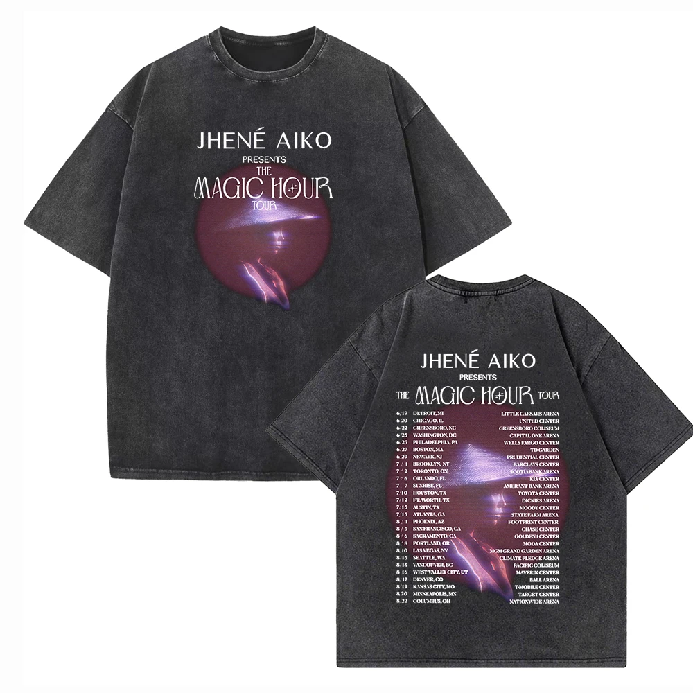 Jhene Aiko The Magic Hour 2024 Tour Shirts Harajuku Vintage O-Neck Short Sleeve Cotton Man Woman T-Shirts Gift Tops