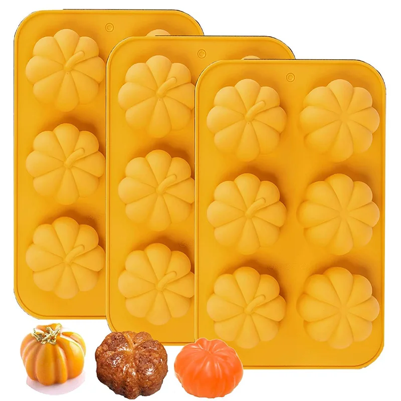 Fall Silicone Pumpkin Mold Muffin Cakelet Pan Thanksgiving Cake Mold for Chocolate Candy Baking Autumn Cake Decoration Fondant