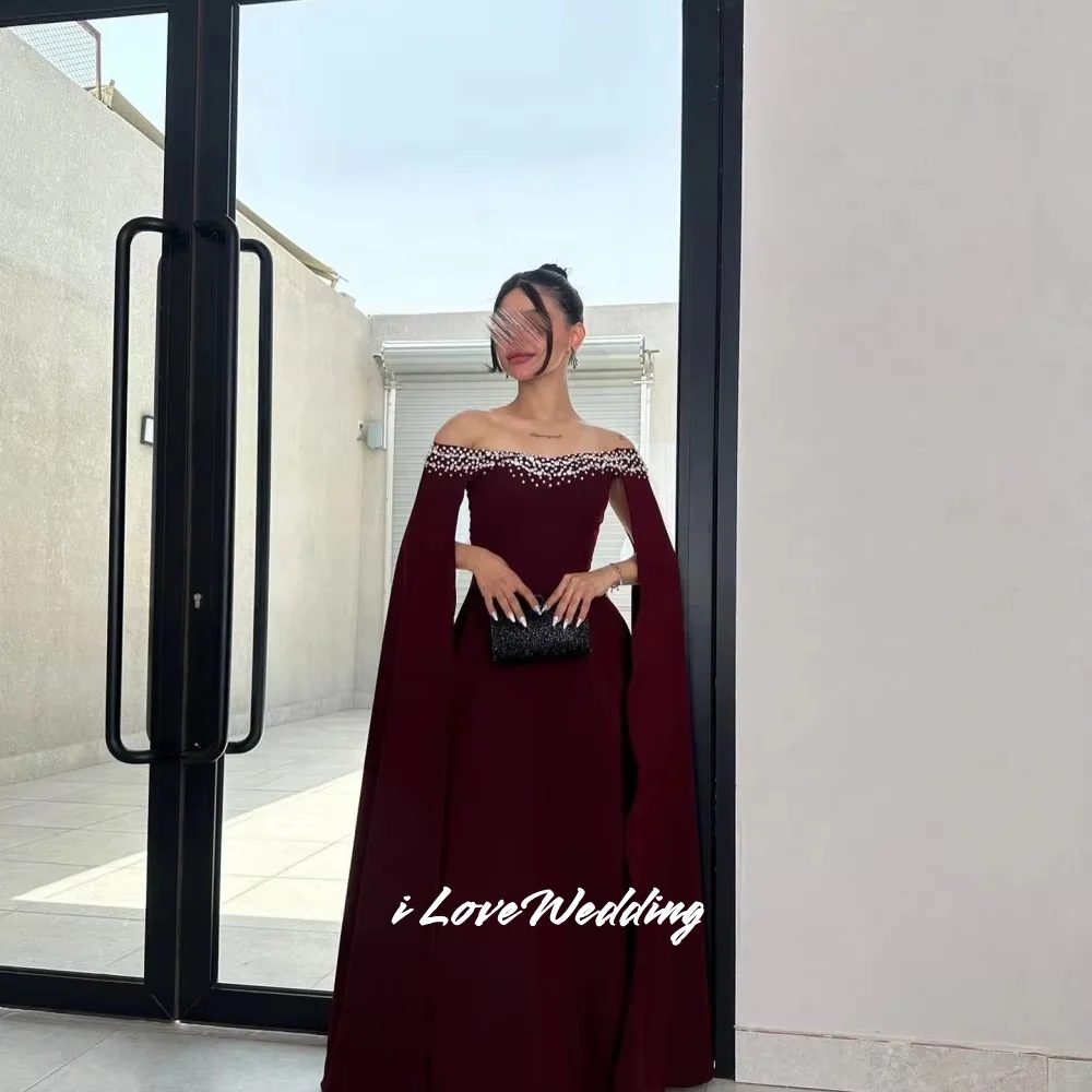 Бордовые вечерние платья без бретелек 2025 шаль из бисера трапециевидной формы длиной до пола, платья для выпускного вечера, плиссированные свадебные платья по индивидуальному заказу