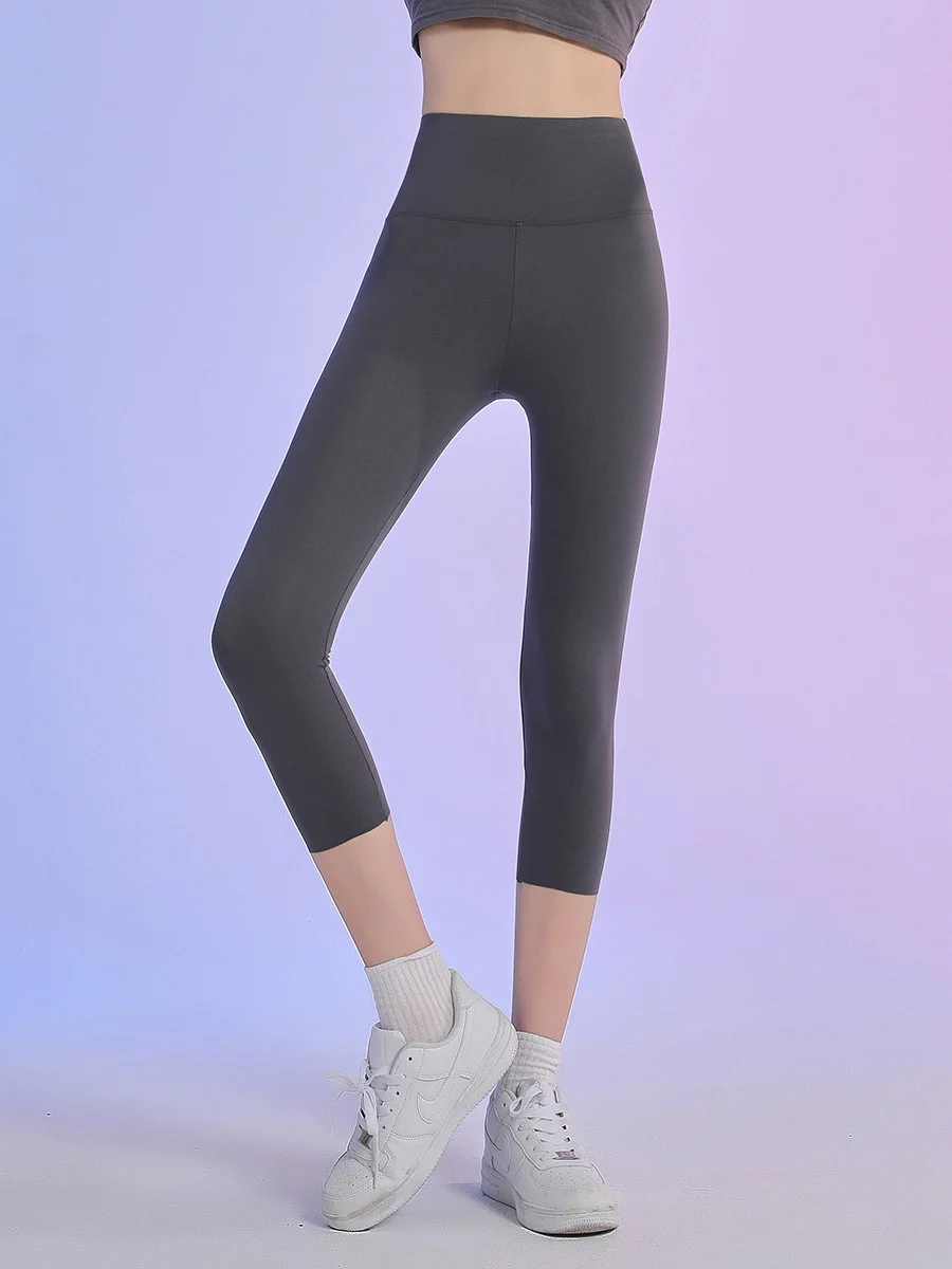 Calças de ioga de cintura alta femininas verão 2025 novas calças de camada de base ocular controle de barriga levantamento de bunda calças de pele de arca casuais nove-pi...