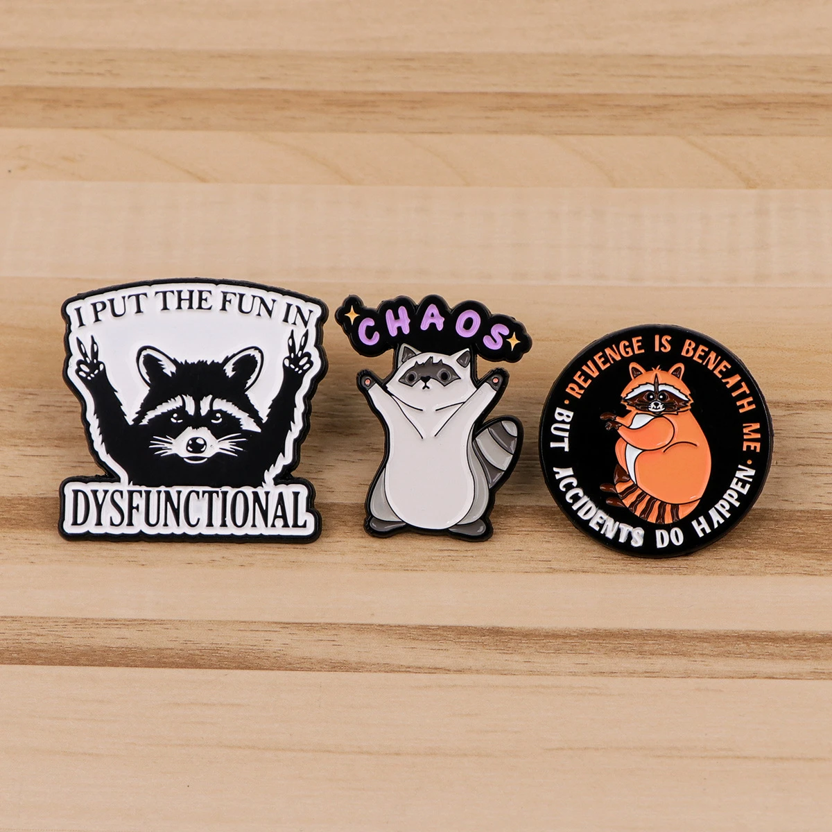 Creative Cartoon Raccoon Pin Metal Badge Alphabetical Jewelry Clothing Chest Pin English Accessories