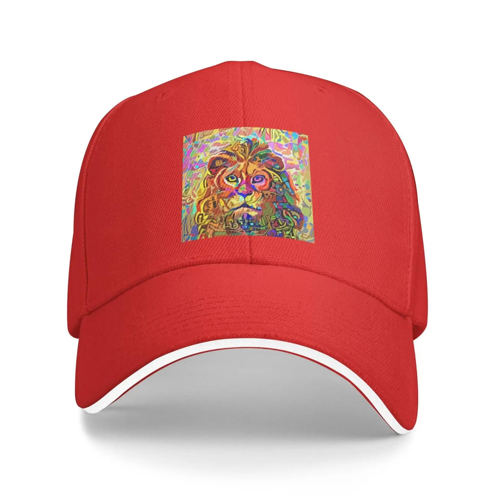 Abstract Lion Head Trucker Baseball Cap for Men Women Hat Sandwich Brim Dad Hats