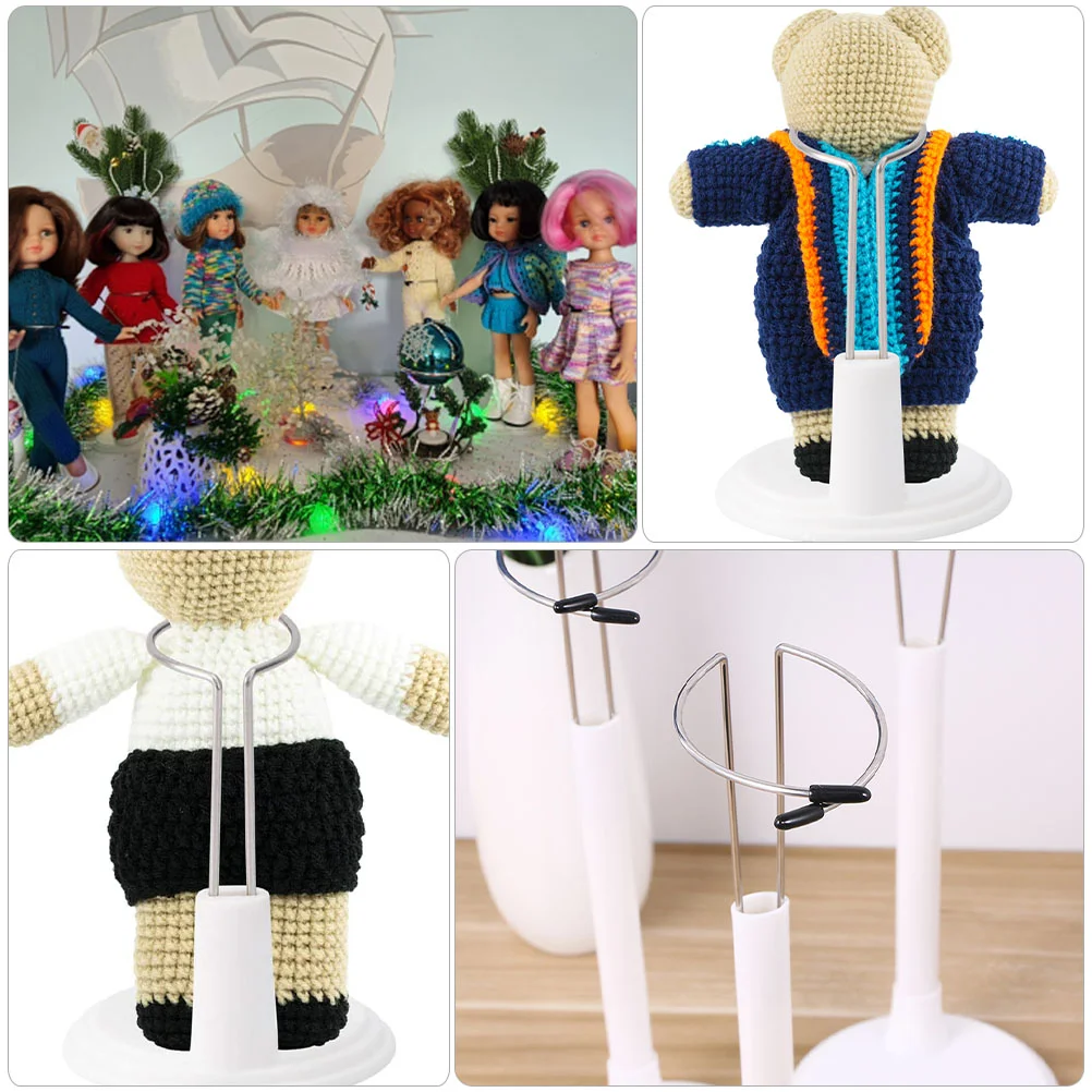 4 Pcs Support Frame Mini Toys Girls Dolls Display Rack Figure Holder Bracket Kids Stand Plastic Iron Base Child Accessory