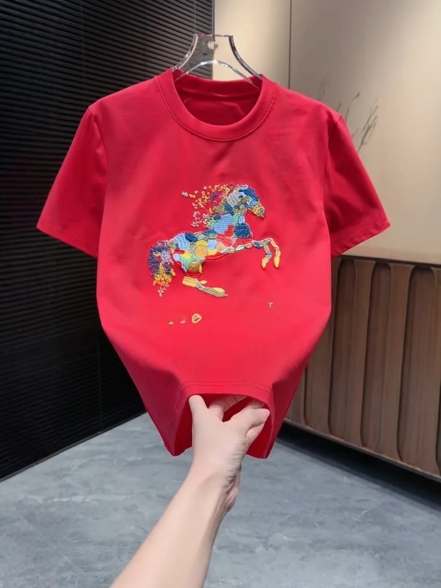 

Faionable Men's T-irt Summer New Sle Casual Tie Dye ort Sve Diamond Pattern Year of Celebra Leisurewear