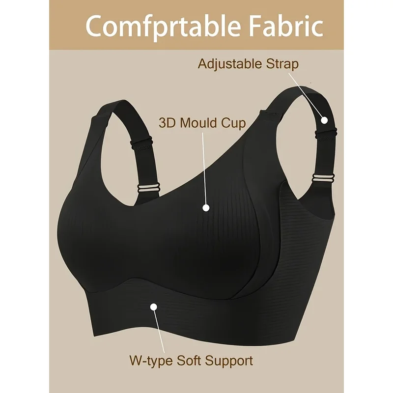 Women's Underwire Bra Seamless Jelly Bra Comfortable Wide Shoulder Straps Quick Drying Soft Support Fitness Bra Women Sports Bra