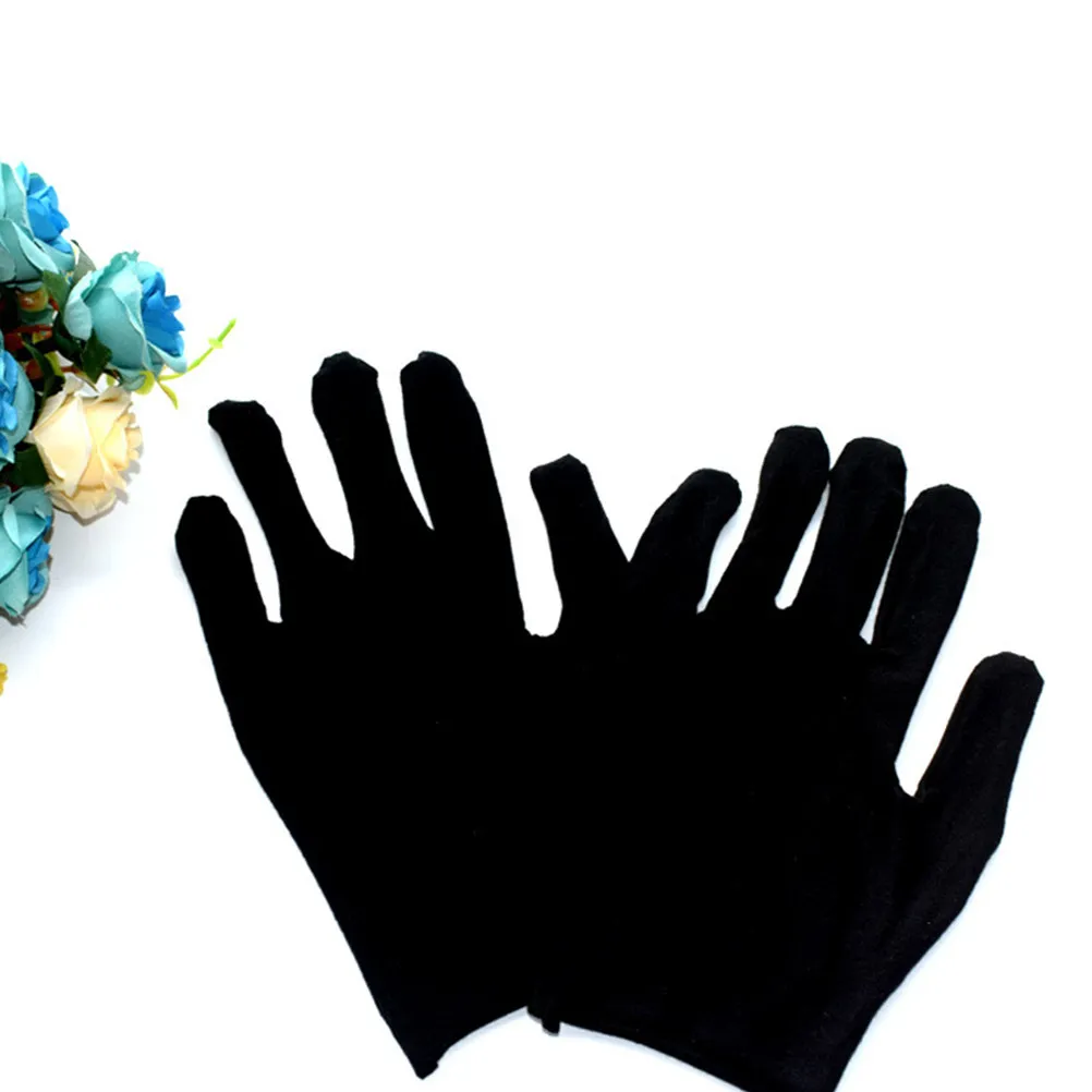 

12Pairs Black Cotton Labour Protection Gloves Comfortable Working Hand Protection Breathable Safety Gloves for Outdoor Garden