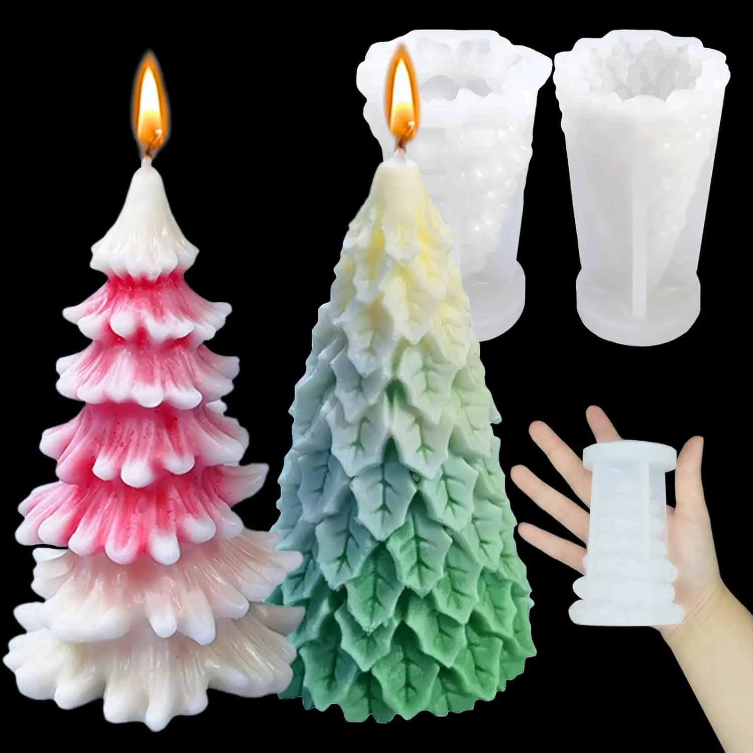 3D Weihnachtsbaum Form Silikon DIY Harz Epoxidharz kleine unregelmäßige Kiefernnadel Baum Handwerk Kerzenherstellung Kit Urlaub Dekoration