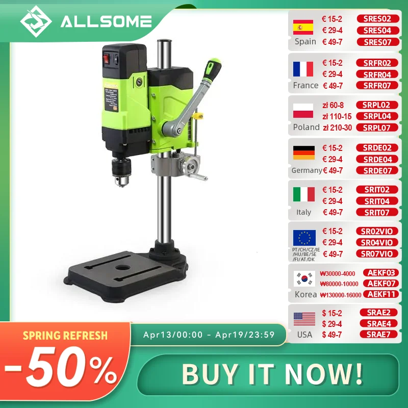 ALLSOME 6-Speed 800W Benchtop Drill Press Drilling Machine BG-5167