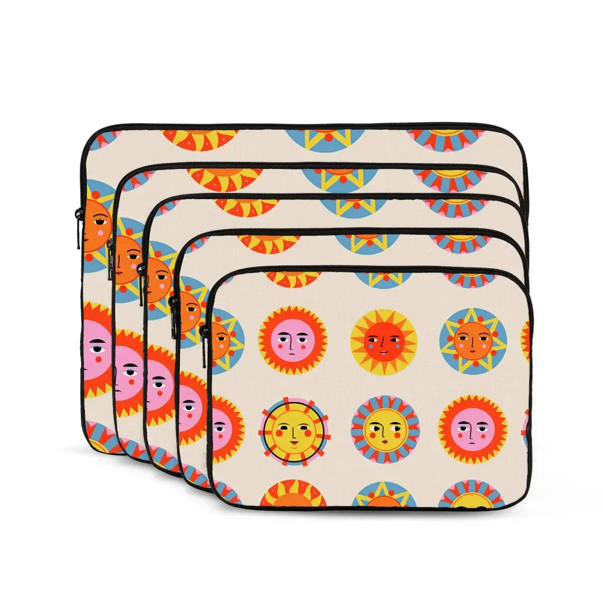 Colorful Abstract Suns With Faces Pattern Computer ipad Laptop Cover Case Laptop Sleeve Bag Portable Cover Fundas Pouch