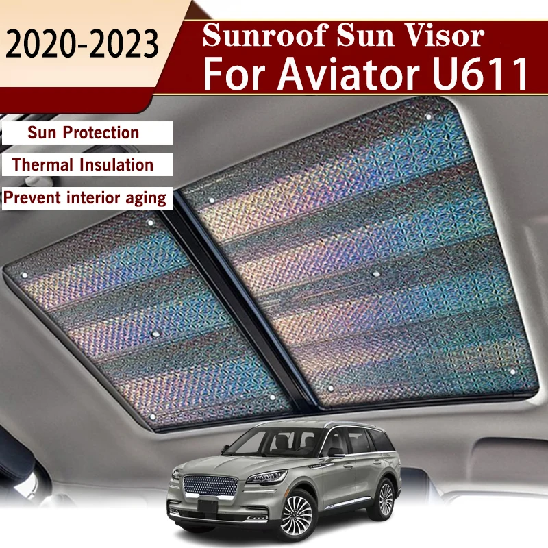 

Car Sunroof Sunshade For Lincoln Aviator U611 2020 2021 2022 2023 Accessories Heat Insulation Cover Windscreen 2pcs Sun Shade