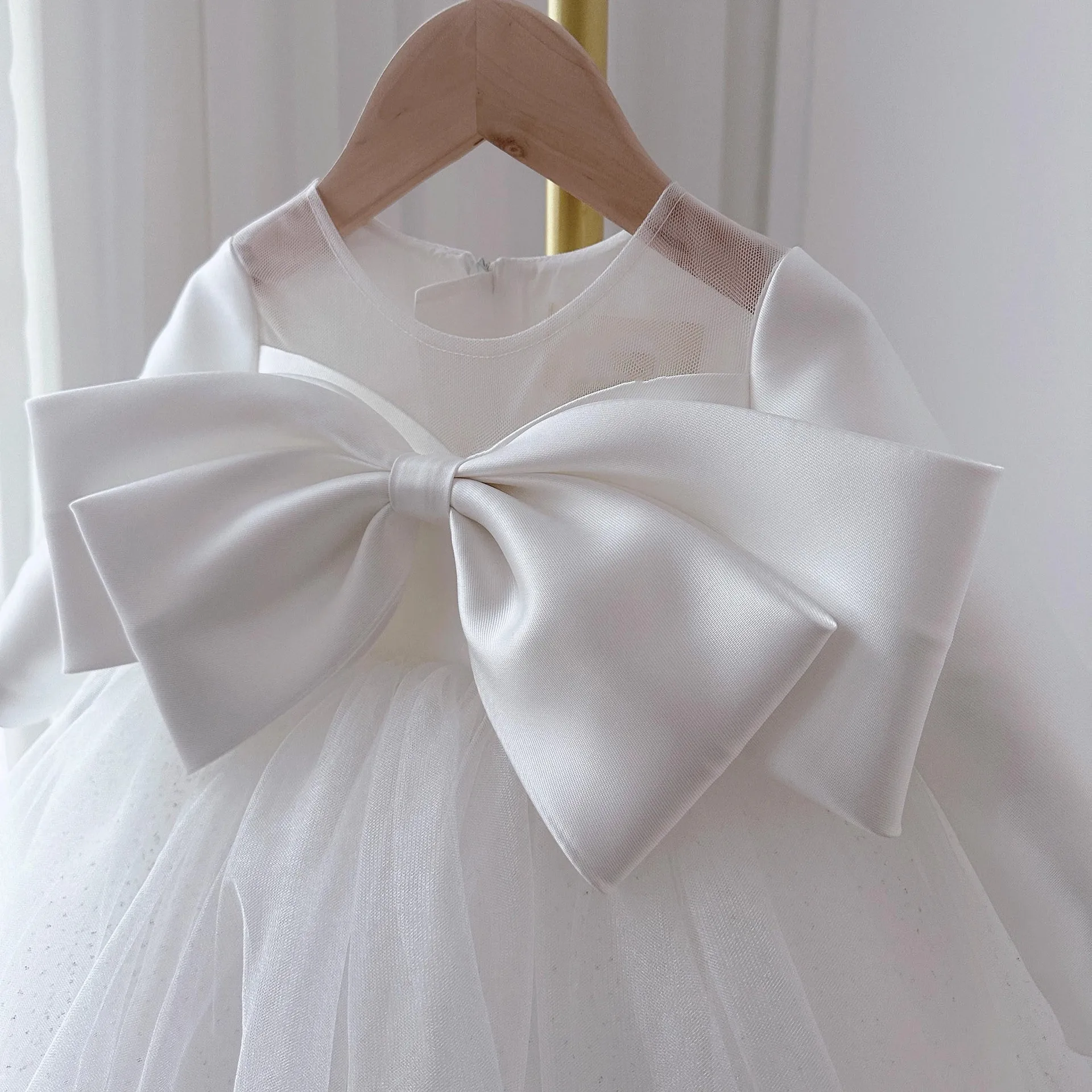 New Baby Girls Dresses 2024 New Girls Dresses For Children's Big bow Baby Princess Tutu Dress Birthday Party Children's Wear