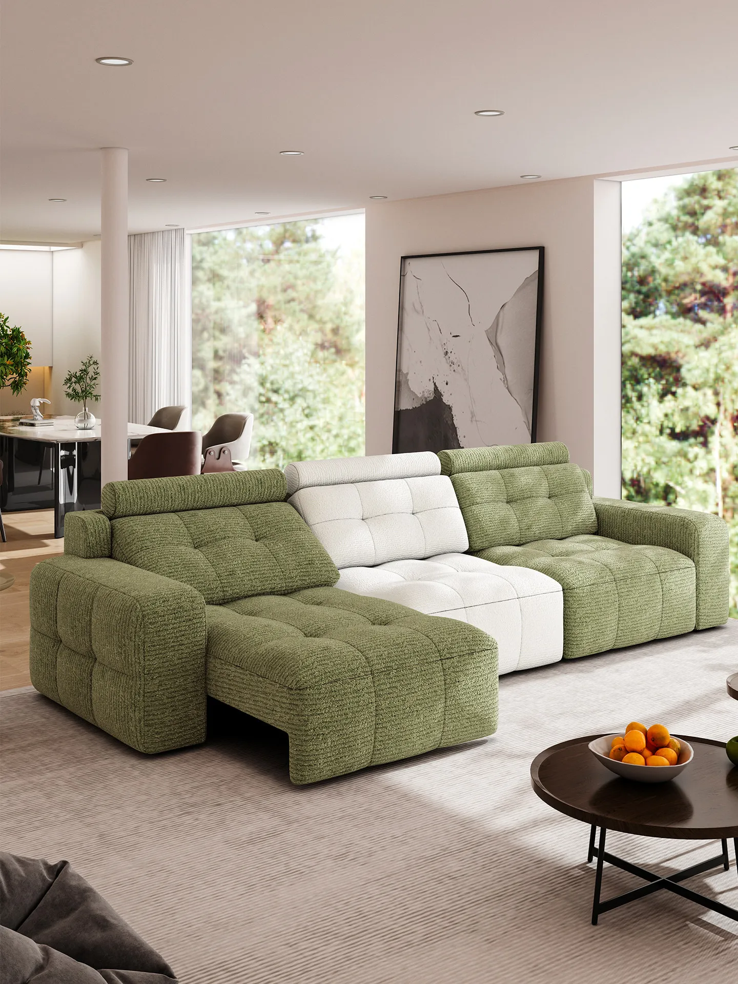 #2026 New Mid-Cream-Style Wood Frame Fabric Sofa Simple Modern Living Room Fully Detachable Washable Three-Seater Gliding